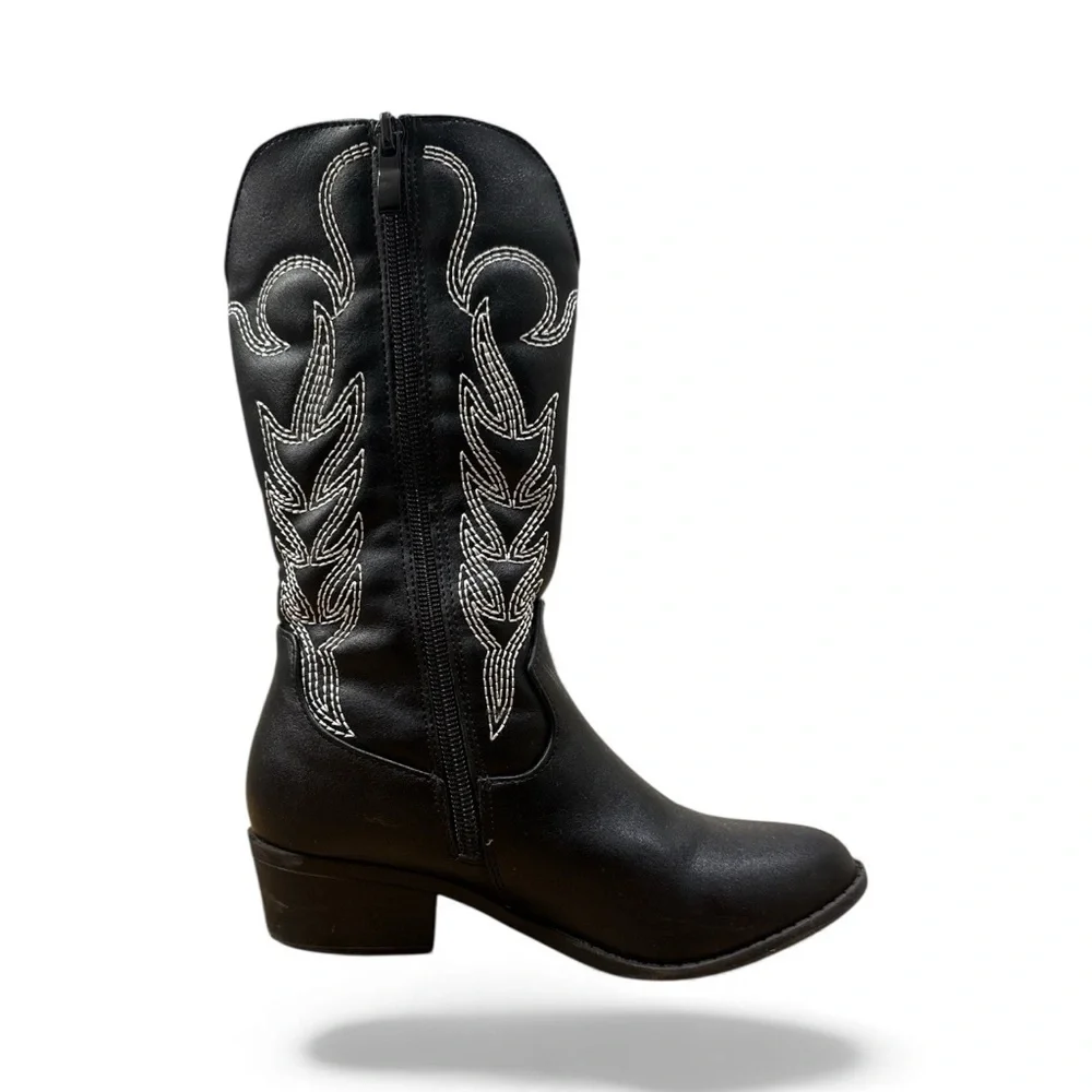 Fashion Nova Black and White Kids Cowboy Boots